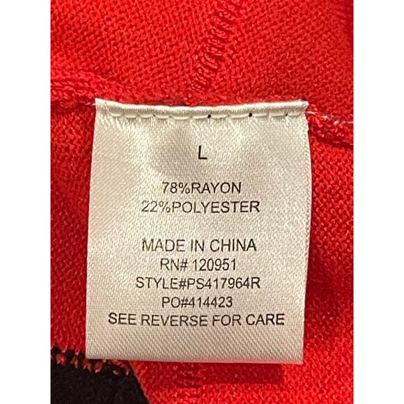 Pink Rose Black Red Knit Dress Size Large - Picture 4 of 6